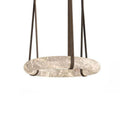 Olso Alabaster Ring Round Pendant Chandelier, Modern Leather Strip Chandelier - King Lamps