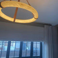 Olso Alabaster Ring Round Pendant Chandelier, Modern Leather Strip Chandelier - King Lamps