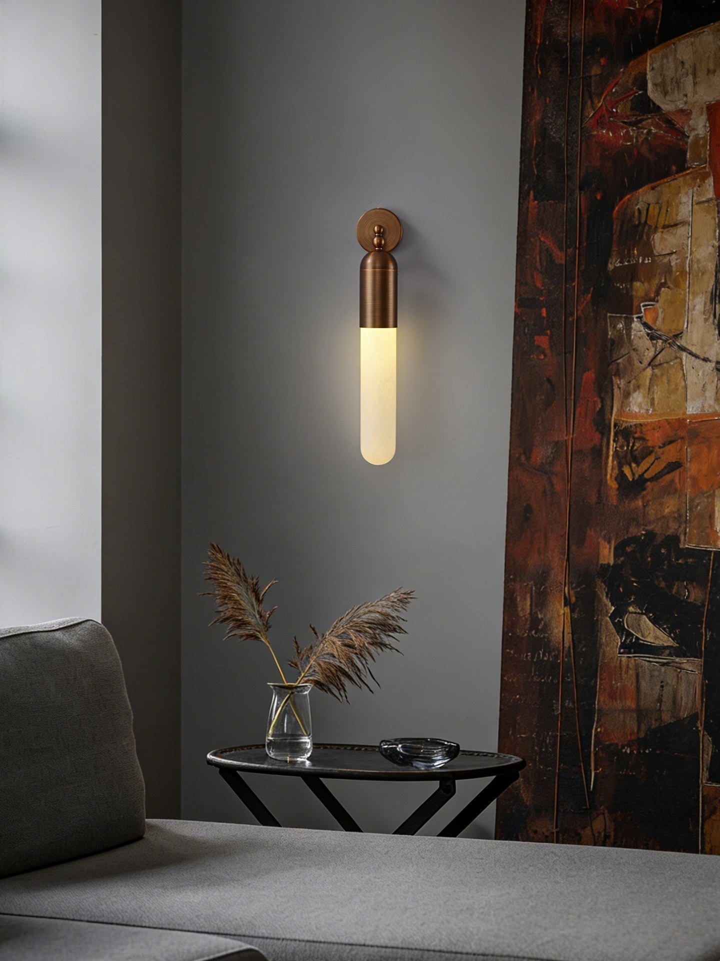 Alabaster Sculpted Tube Wall Sconce