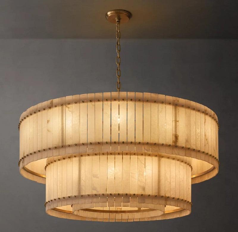 San Marco Alabaster Round 2-Tiered Chandelier - King Lamps