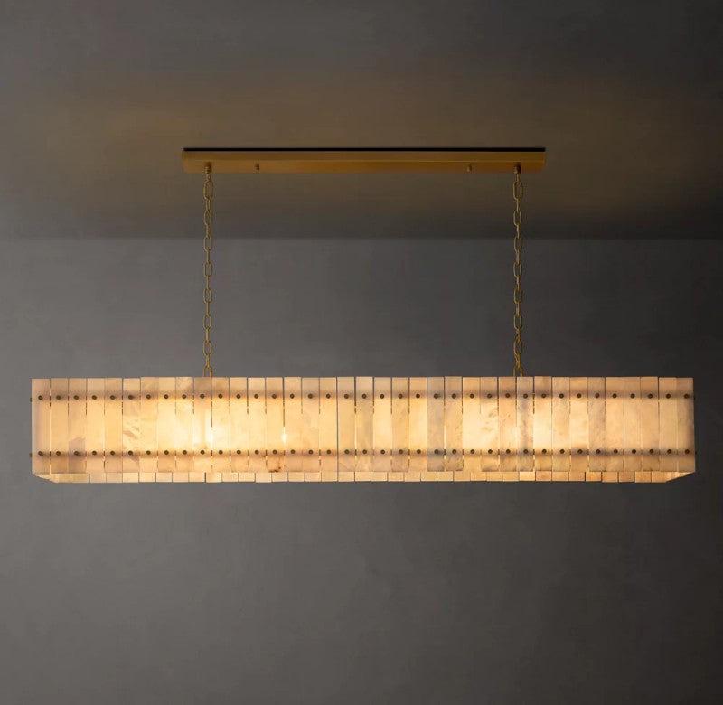 San Marco Alabaster Linear Chandelier 54" 72" - King Lamps