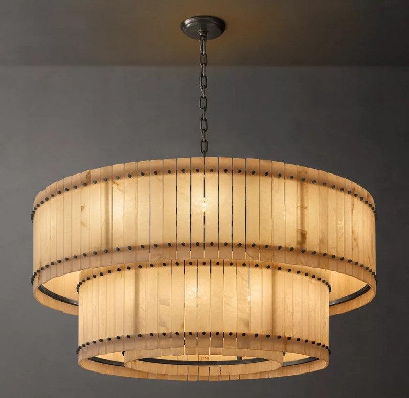 San Marco Alabaster Round 2-Tiered Chandelier - King Lamps