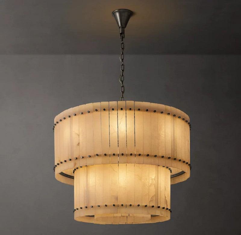 San Marco Alabaster Round 2-Tiered Chandelier - King Lamps