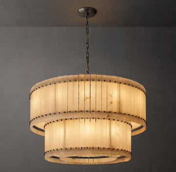 San Marco Alabaster Round 2-Tiered Chandelier - King Lamps