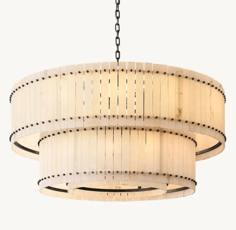 San Marco Alabaster Round 2-Tiered Chandelier - King Lamps