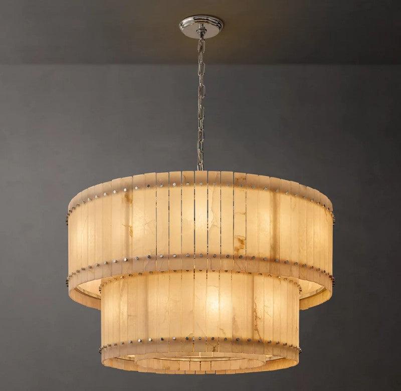 San Marco Alabaster Round 2-Tiered Chandelier - King Lamps