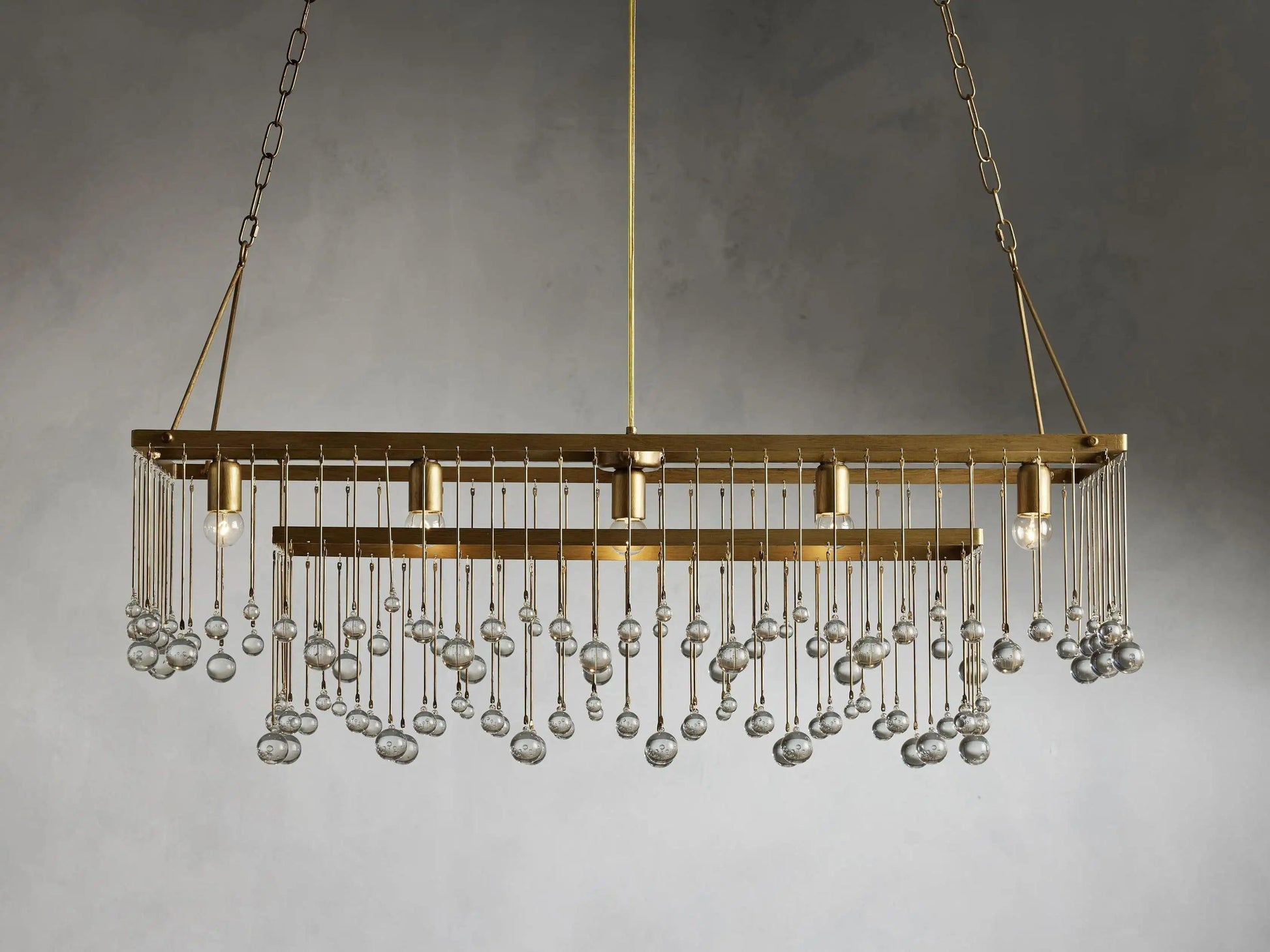 Aubrey Crystal Ball Rectangular Chandelier 47'' 60'' - King Lamps