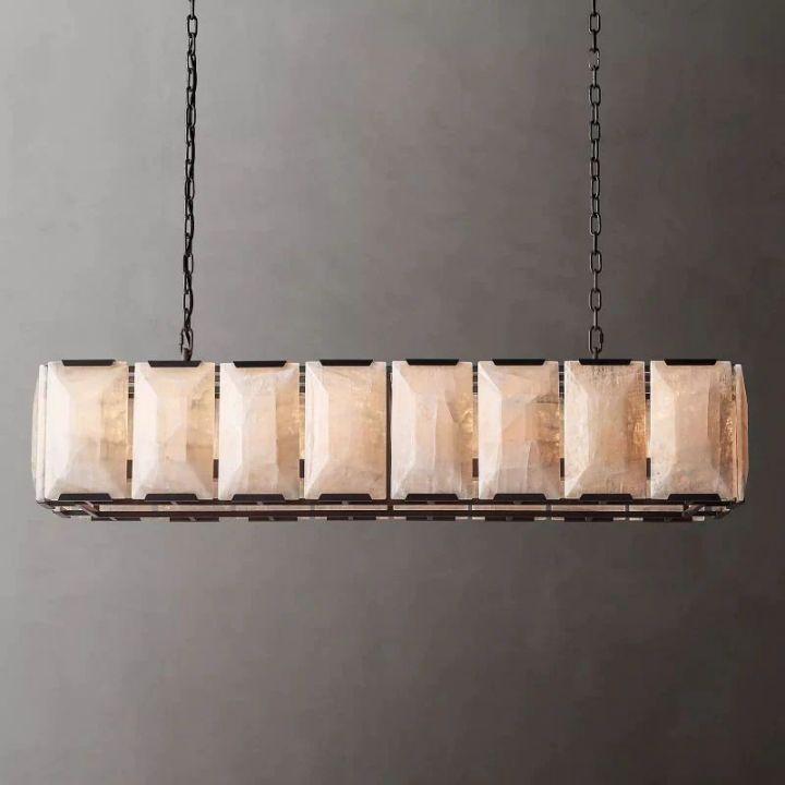 Harlow Calcite Rectangular Chandelier 54" - King Lamps
