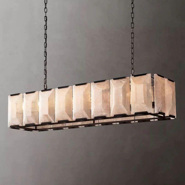 Harlow Calcite Rectangular Chandelier 54" - King Lamps
