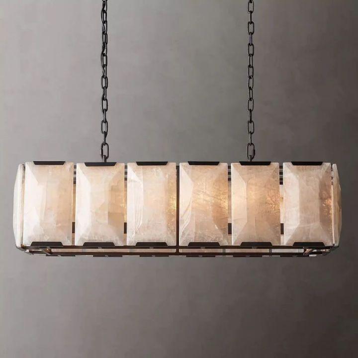 Harlow Calcite Rectangular Chandelier 42" - King Lamps