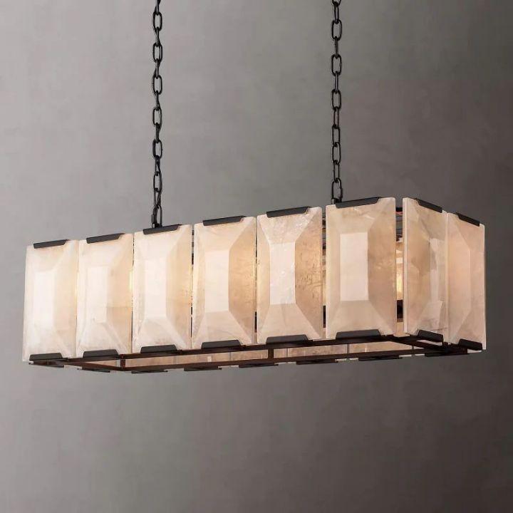 Harlow Calcite Rectangular Chandelier 42" - King Lamps