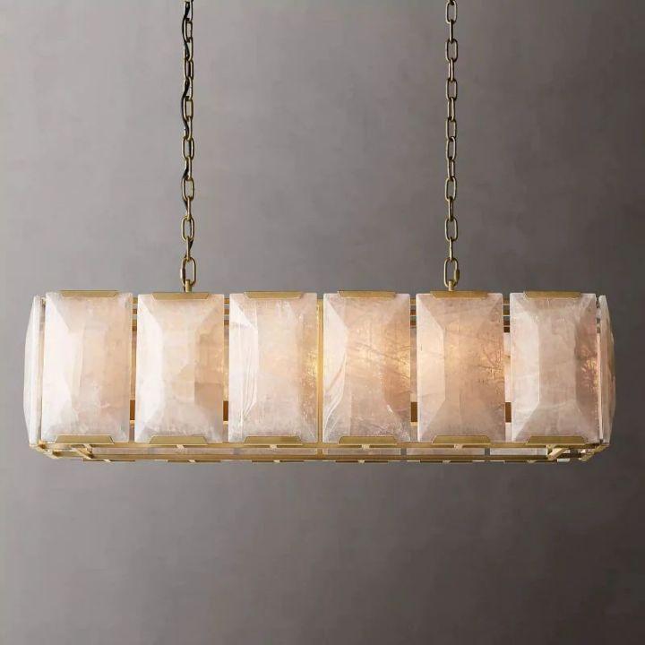 Harlow Calcite Rectangular Chandelier 42" - King Lamps
