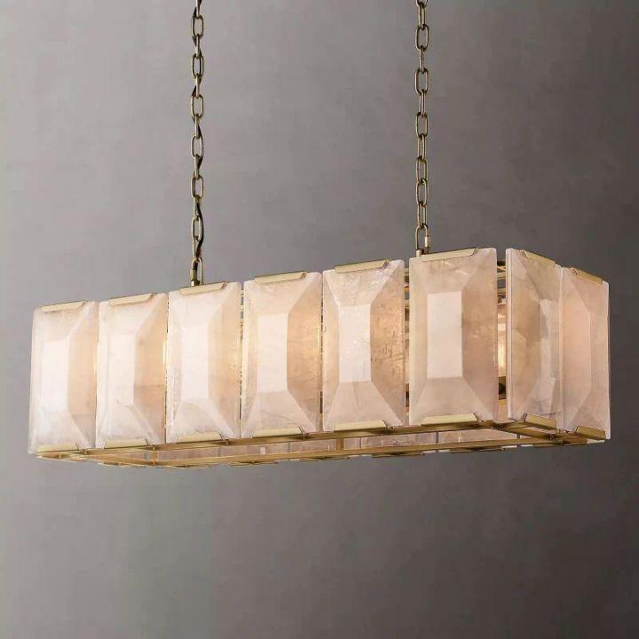 Harlow Calcite Rectangular Chandelier 42" - King Lamps