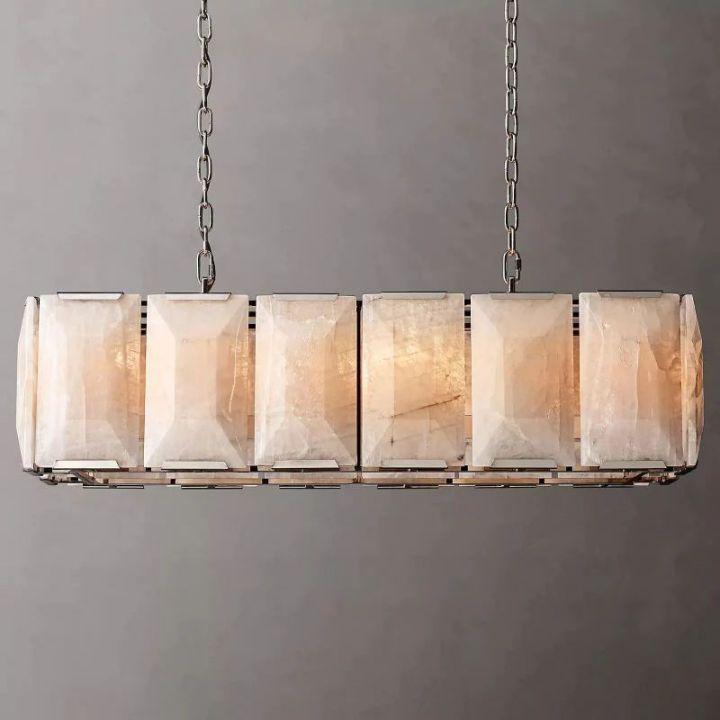 Harlow Calcite Rectangular Chandelier 42" - King Lamps