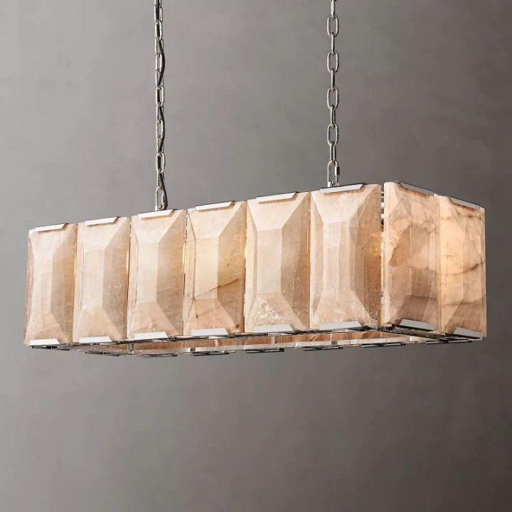 Harlow Calcite Rectangular Chandelier 42" - King Lamps