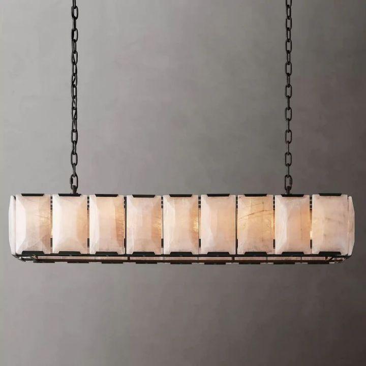 Harlow Calcite Rectangular Chandelier 62" - King Lamps