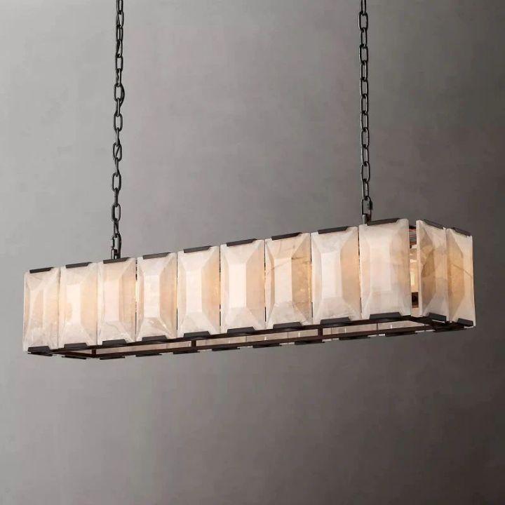 Harlow Calcite Rectangular Chandelier 62" - King Lamps