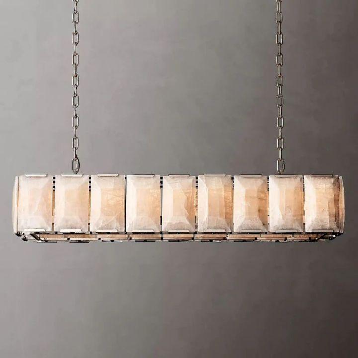 Harlow Calcite Rectangular Chandelier 62" - King Lamps