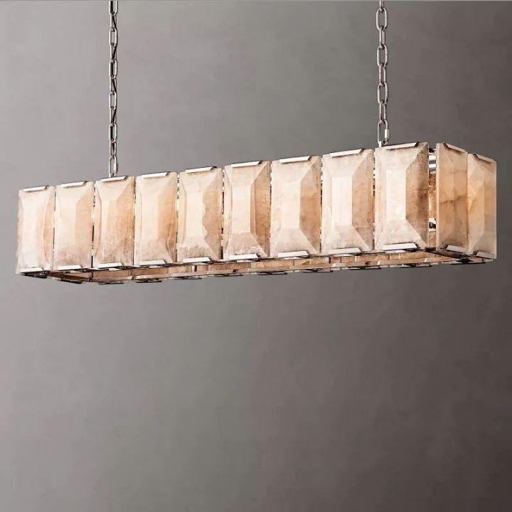 Harlow Calcite Rectangular Chandelier 62" - King Lamps