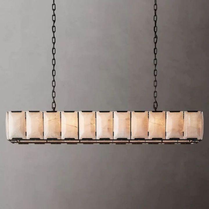 Harlow Calcite Rectangular Chandelier 74" - King Lamps