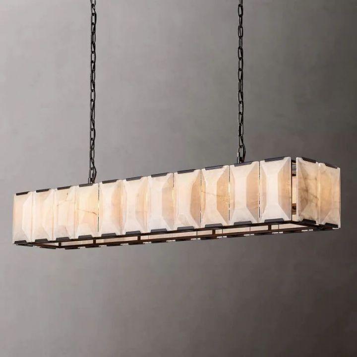 Harlow Calcite Rectangular Chandelier 74" - King Lamps