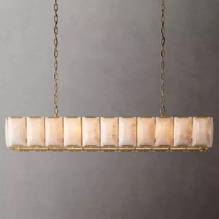 Harlow Calcite Rectangular Chandelier 74" - King Lamps