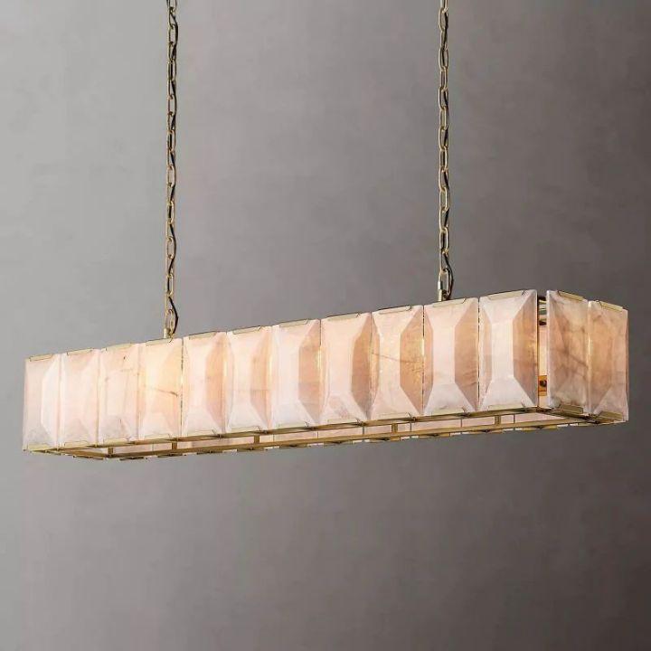 Harlow Calcite Rectangular Chandelier 74" - King Lamps