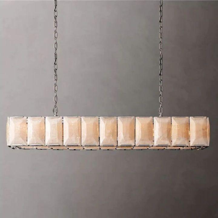 Harlow Calcite Rectangular Chandelier 74" - King Lamps
