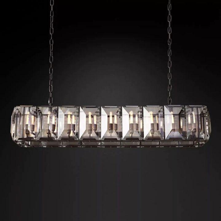 Harlow Crystal Rectangular Chandelier 62" - King Lamps