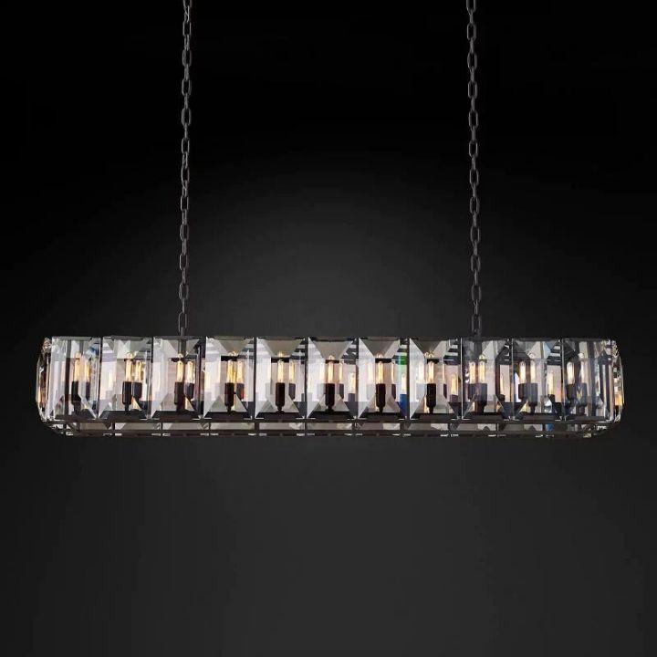 Harlow Crystal Rectangular Chandelier 74" - King Lamps