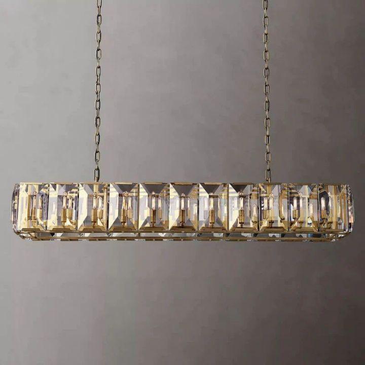 Harlow Crystal Rectangular Chandelier 74" - King Lamps