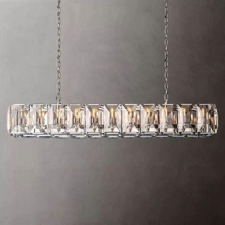 Harlow Crystal Rectangular Chandelier 74" - King Lamps