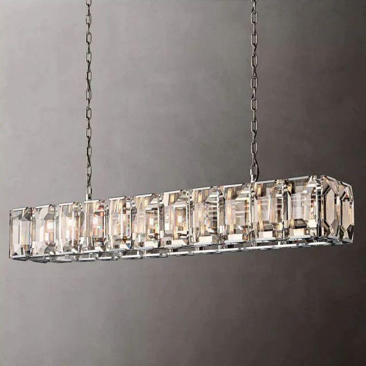 Harlow Crystal Rectangular Chandelier 74" - King Lamps