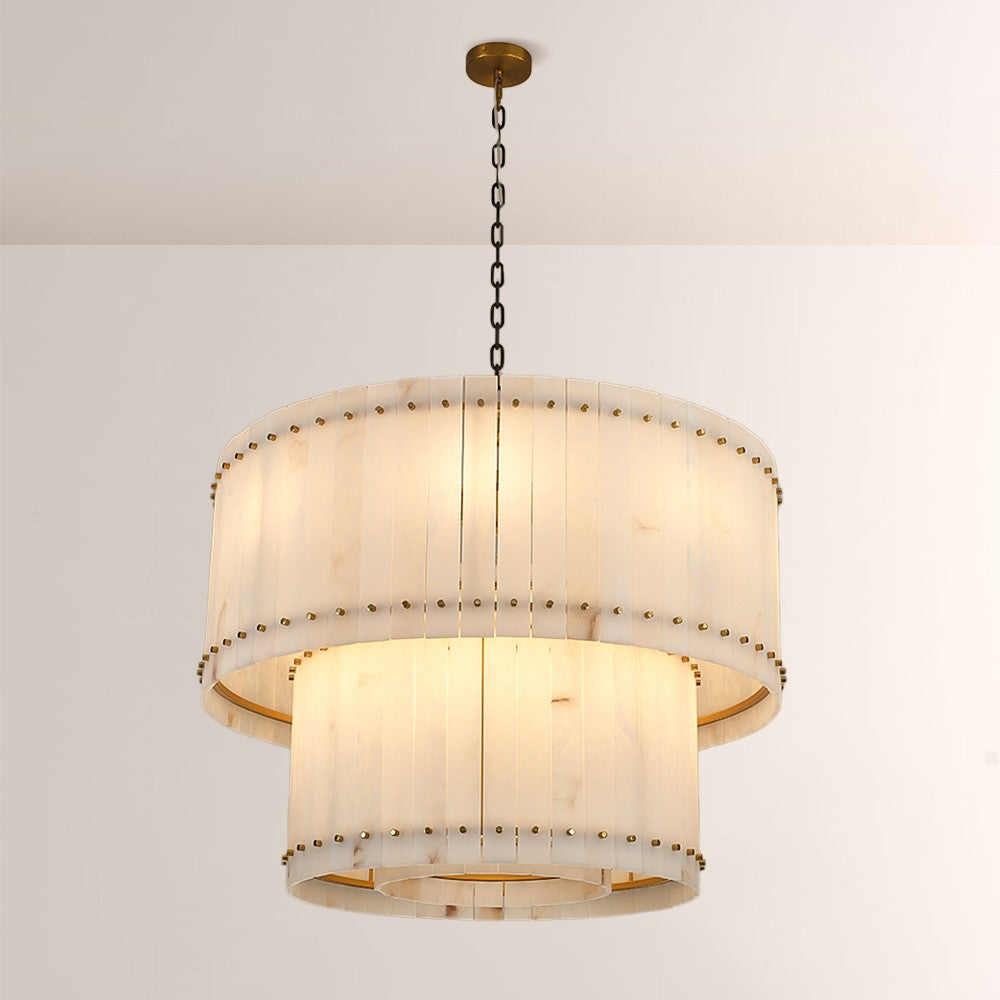 Aurelius Alabaster Round 2-Tiered Chandelier 37‘’ - King Lamps