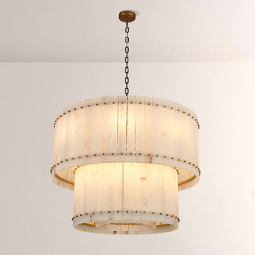 Aurelius Alabaster Round 2-Tiered Chandelier 37‘’ - King Lamps