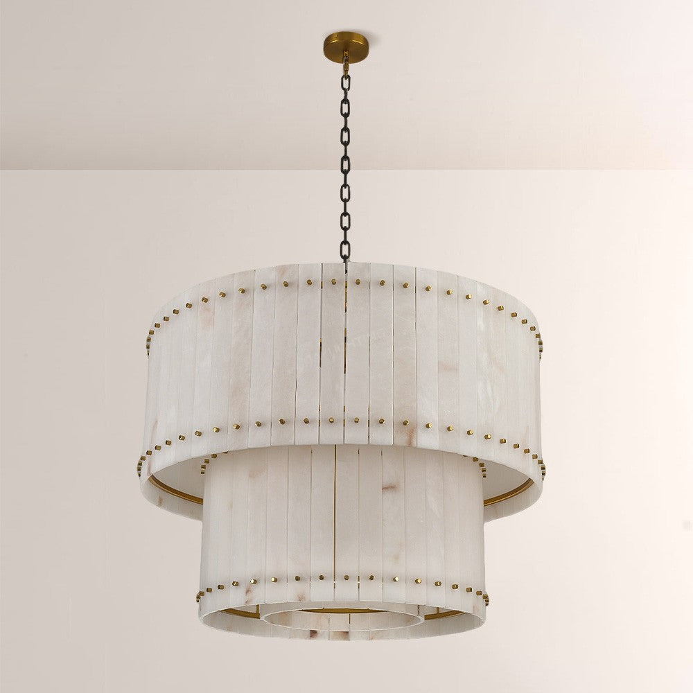 Aurelius Alabaster Round 2-Tiered Chandelier 37‘’ - King Lamps