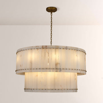 Aurelius Alabaster Round 2-Tiered Chandelier 48‘’ - King Lamps