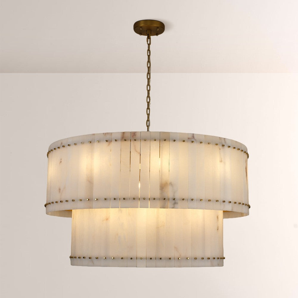 Aurelius Alabaster Round 2-Tiered Chandelier 60‘’ - King Lamps