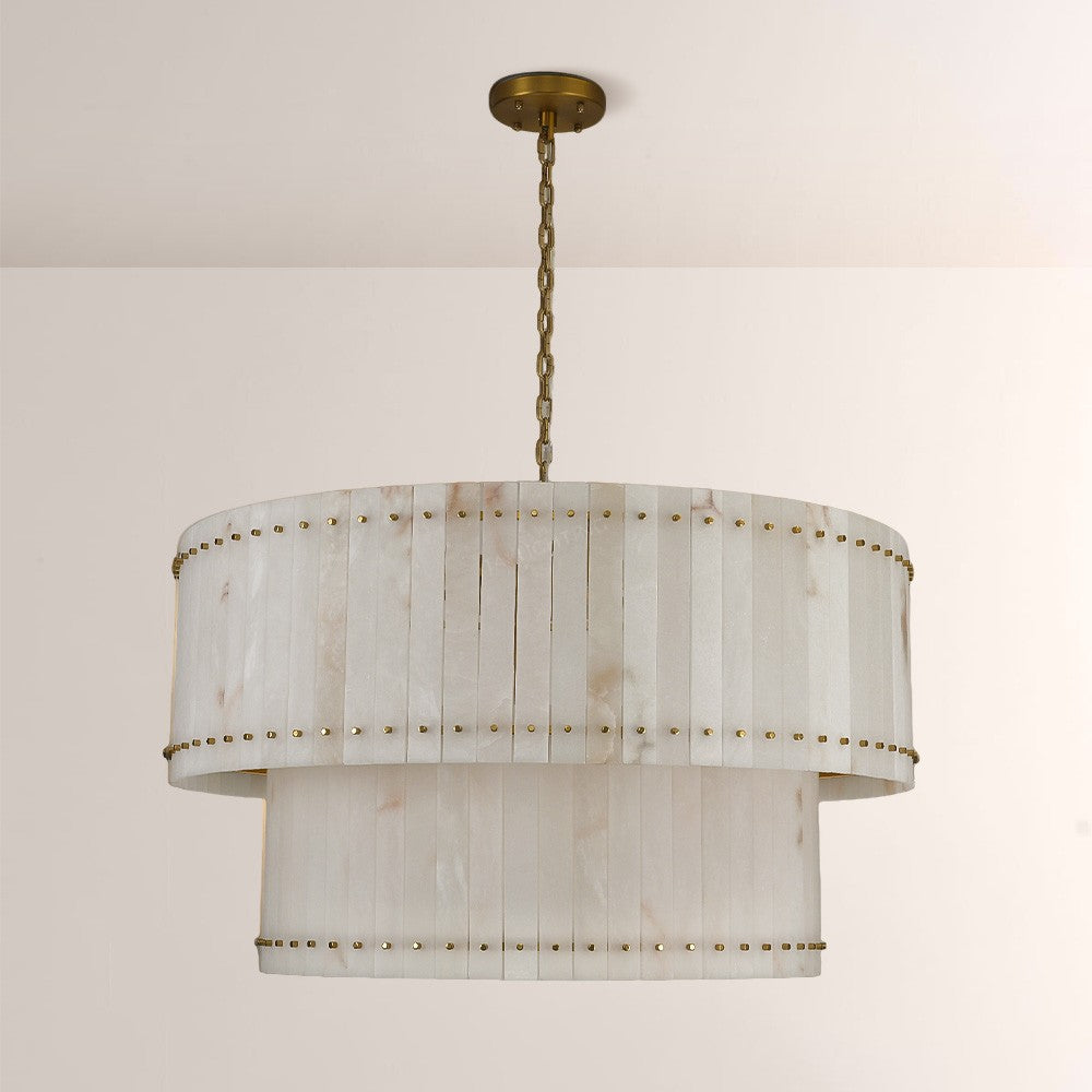 Aurelius Alabaster Round 2-Tiered Chandelier 60‘’ - King Lamps