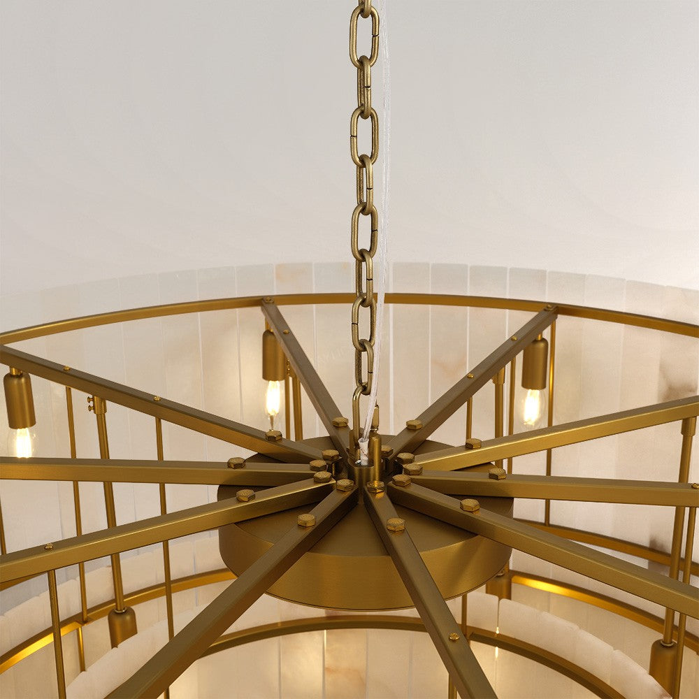 Aurelius Alabaster Round 2-Tiered Chandelier 60‘’ - King Lamps