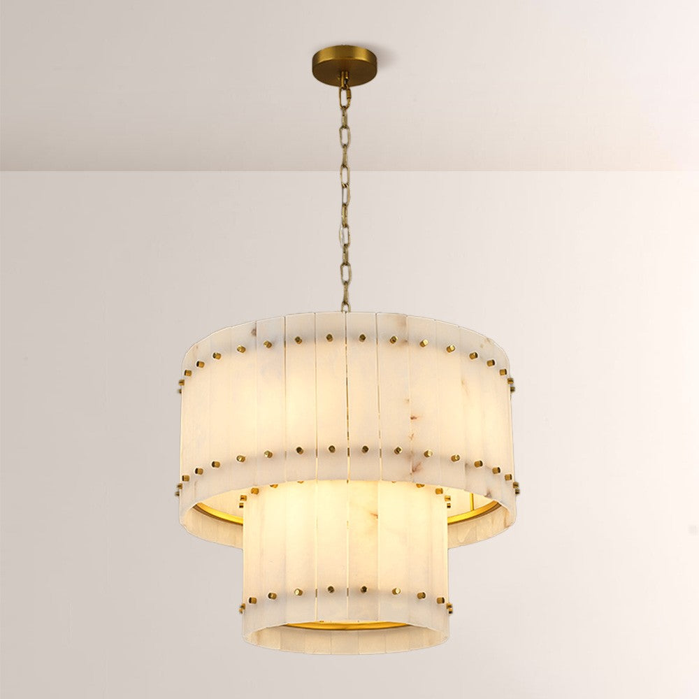 Aurelius Alabaster Round 2-Tiered Chandelier 22‘’ - King Lamps