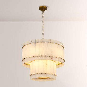 Aurelius Alabaster Round 2-Tiered Chandelier 22‘’ - King Lamps