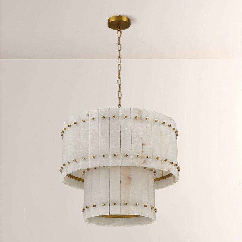 Aurelius Alabaster Round 2-Tiered Chandelier 22‘’ - King Lamps