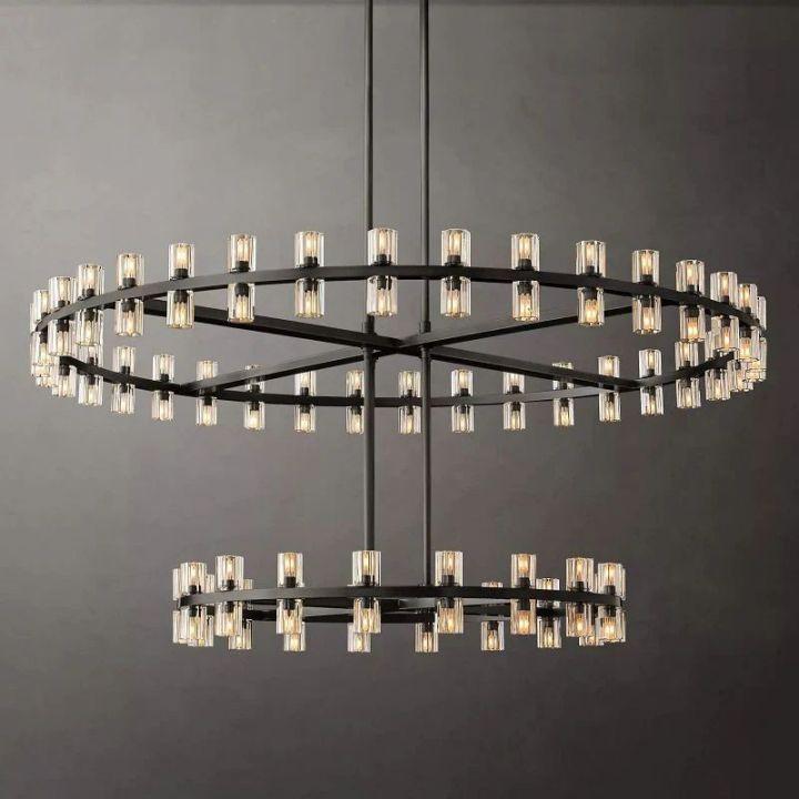 Arcachon Round 2-Tier Chandelier 60" For Dining Room Kitchen island - King Lamps
