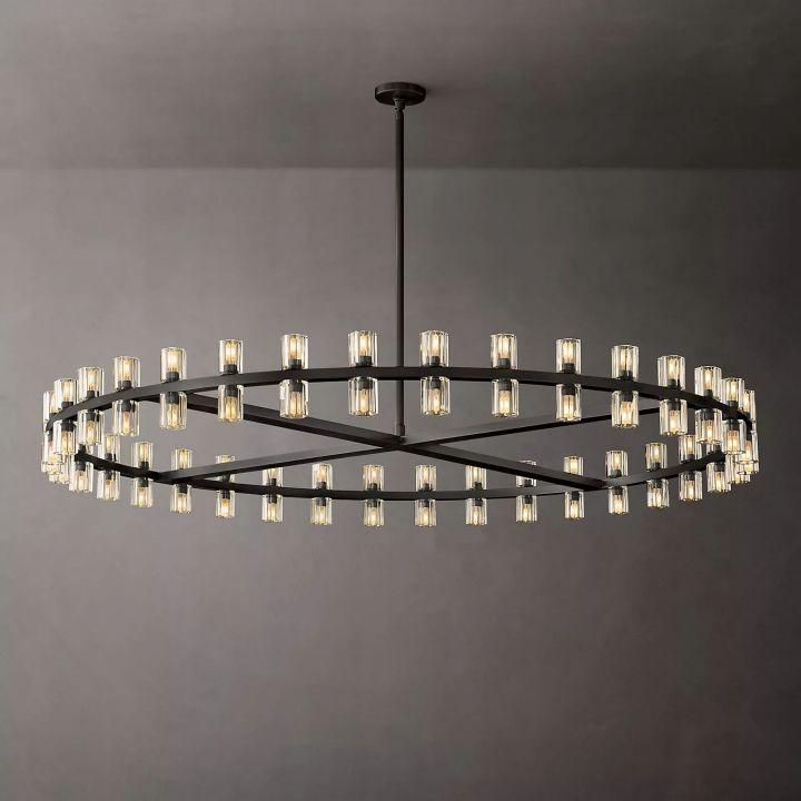 Arcachon Round Glass Chandelier 60" For Living Room - King Lamps