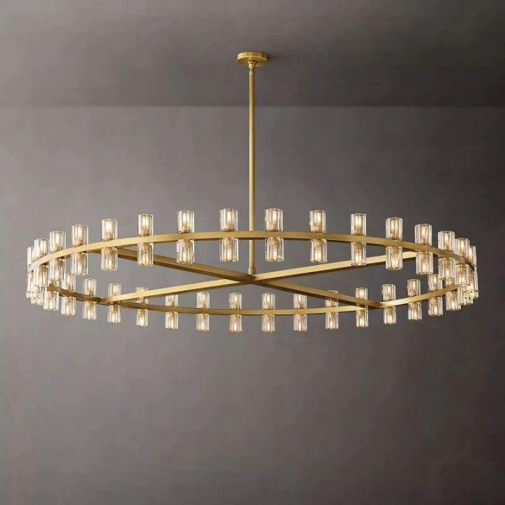 Arcachon Round Glass Chandelier 60" For Living Room - King Lamps