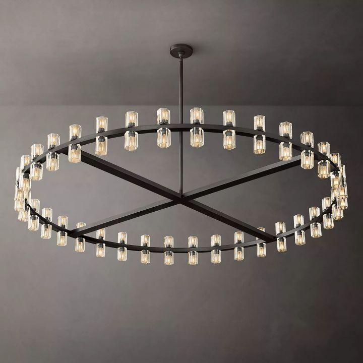 Arcachon Round Glass Chandelier 60" For Living Room - King Lamps