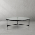 Thaddeus Forged Iron Glass Round Coffee Table 3 Table Legs 35