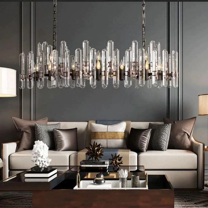 Bonnington Prism Crystal Linear Chandelier 72" - King Lamps