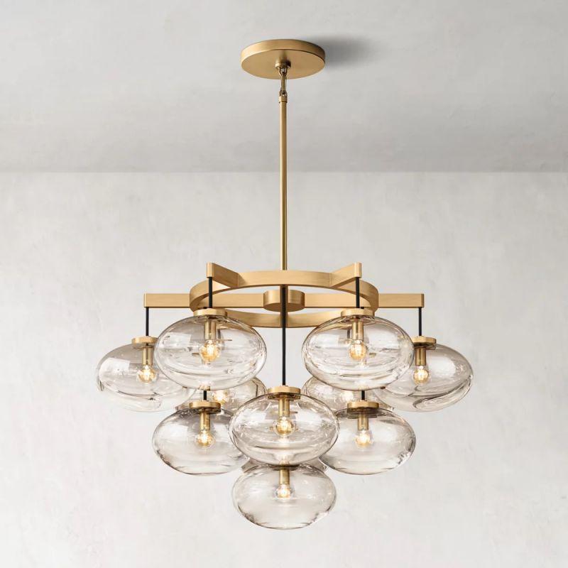 Cabrette Round Glass Chandelier 36" - King Lamps